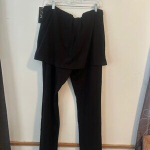 Nirlon Black Yoga pants with skirt over lay, size 3X